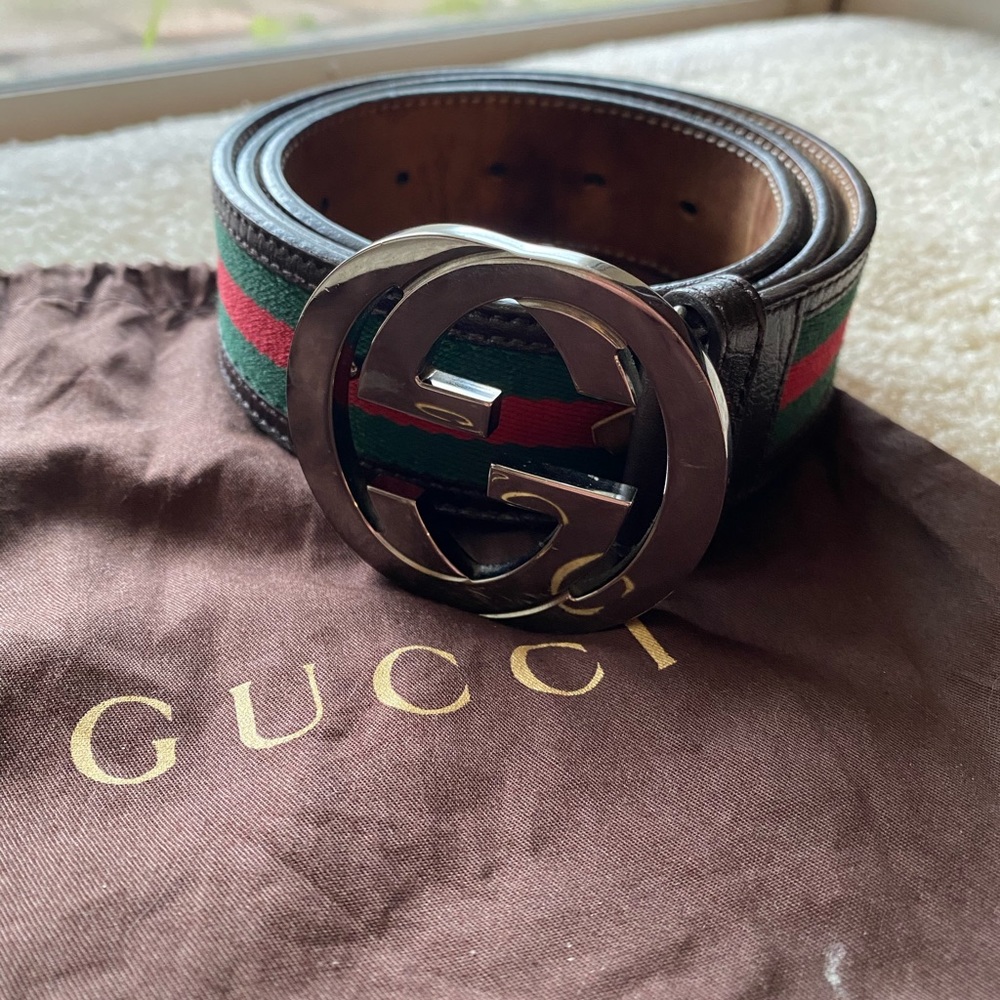 Gucci Red/Green Classic Interlocking Belt 95cm